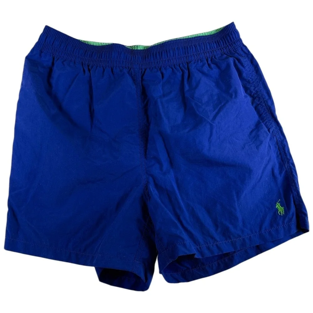 VTG‎ POLO Ralph Lauren Swim Shorts Mens Medium Royal Blue Nylon Mesh Drawstring